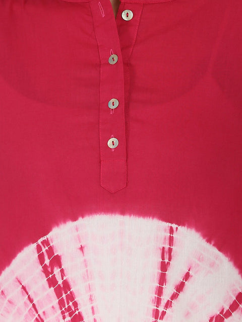 Maroon 3/4th sleeve cotton tye dye kurta