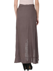 Taupe ankle length rayon slub flared skirt