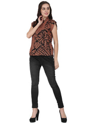 Black printed cap sleeve rayon tunic