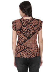 Black printed cap sleeve rayon tunic