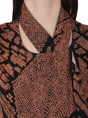 Black printed cap sleeve rayon tunic