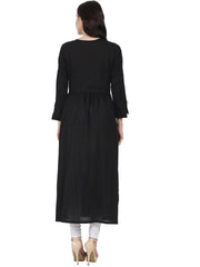 Black full sleeve cotton Anarkali kurta
