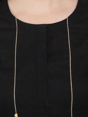 Black full sleeve cotton Anarkali kurta