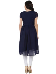 Navy Blue half sleeve georgette Anarkali kurta