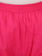 Off White printed 3/4th sleeve cotton kurta with pink palazzo