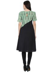 Black & Green half sleeve cotton block printed kurta