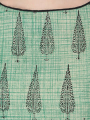 Black & Green half sleeve cotton block printed kurta