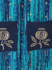 Blue printed 3/4th sleeve cotton Kurta with double pocket