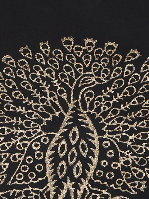 Black & red block printed sleeveless cotton Double layer kurta