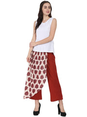 Nayo Solid Maroon cotton Ankle length palazzo