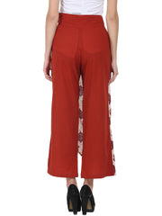 Nayo Solid Maroon cotton Ankle length palazzo