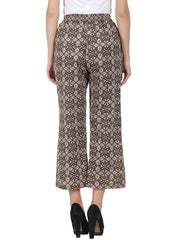 Brown printed ankle length cotton palazzo