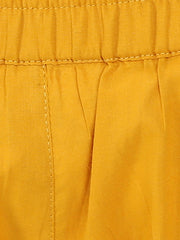 Red & Yellow printed 3/4th sleeve Cotton double layer A-line kurta with yellow ankle length palazzo