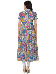 Multi printed half sleeve georgette Anarkali kurta
