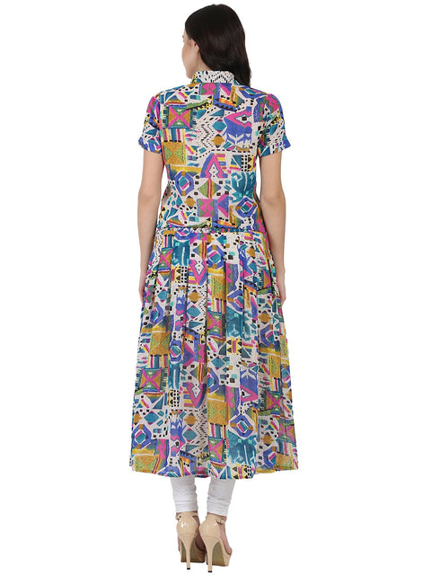 Multi printed half sleeve georgette Anarkali kurta