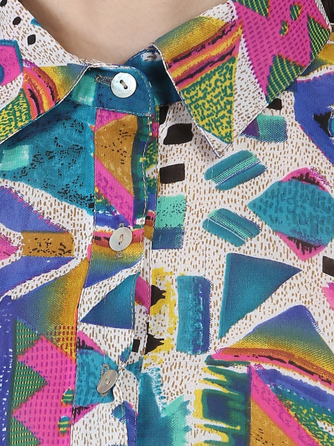 Multi printed half sleeve georgette Anarkali kurta