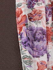 Coffee brown flower printed 3/4th sleeve Drape style cotton Anarkali kurta