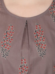 Taupe printed cap sleeve cotton Tunic