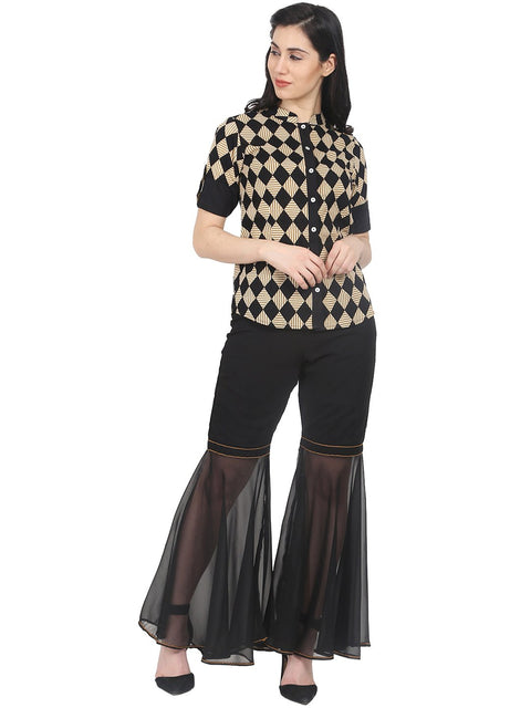 Nayo Black ankle length georgette sharara