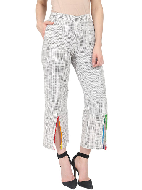 Nayo Off white printed cotton calf length palazzo