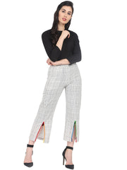 Nayo Off white printed cotton calf length palazzo