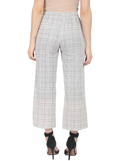 Nayo Off white printed cotton calf length palazzo