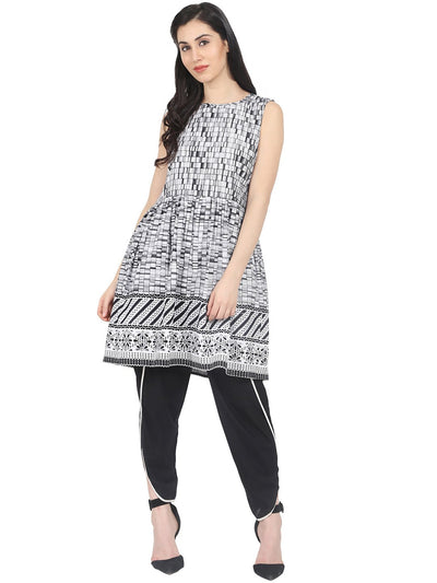Women Grey Checked A-Line Kurta