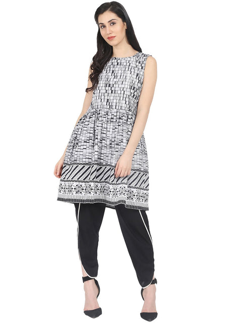 Women Grey Checked A-Line Kurta