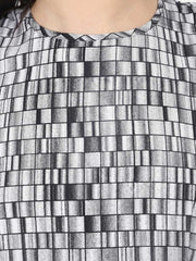 Women Grey Checked A-Line Kurta