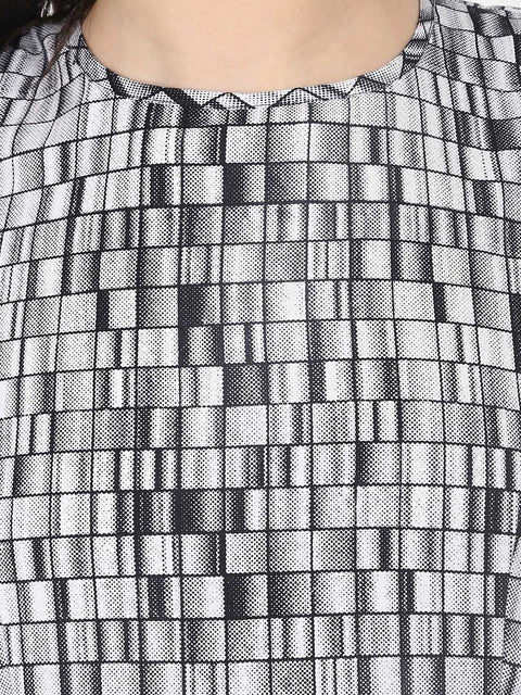 Women Grey Checked A-Line Kurta
