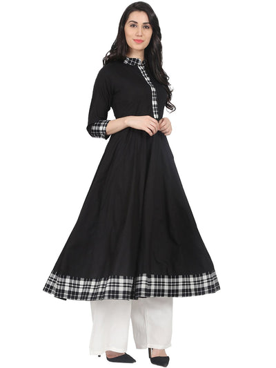 Nayo Black 3/4th sleeve cotton Anarkali kurta