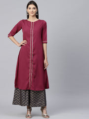 Pink half sleeve crepe A-line kurta