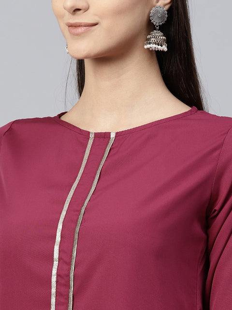 Pink half sleeve crepe A-line kurta