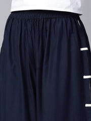 Blue and white Ankle length cotton double layer Palazzos