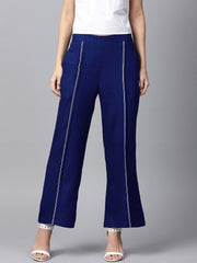 Blue rayon straight fit palazzo