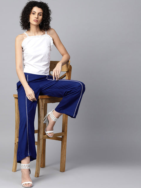 Blue rayon straight fit palazzo