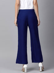 Blue rayon straight fit palazzo