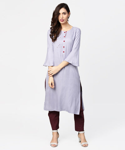 Blue 3/4th sleeve rayon straight kurta