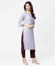 Blue 3/4th sleeve rayon straight kurta