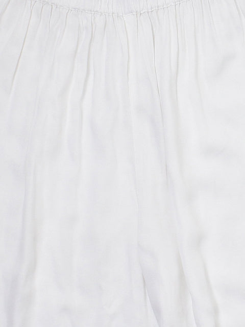 Black printed 3/4th sleeve high slit cotton A-line kurta with off white palazzo