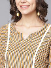 Beige half sleeve cotton anarkali kurta