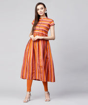 Mustard Yellow cap sleeve cotton A-Line kurta