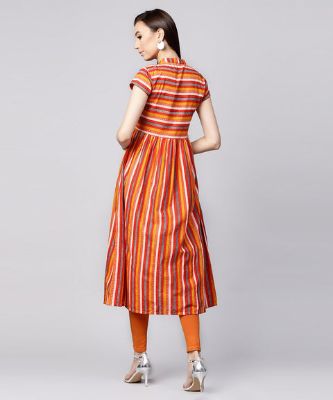 Mustard Yellow cap sleeve cotton A-Line kurta