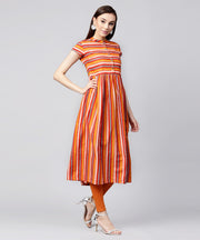 Mustard Yellow cap sleeve cotton A-Line kurta