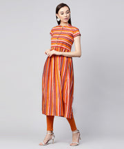 Mustard Yellow cap sleeve cotton A-Line kurta