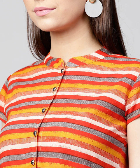 Mustard Yellow cap sleeve cotton A-Line kurta