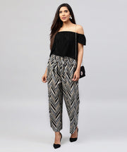 Blue printed cotton ankle length straight palazzo