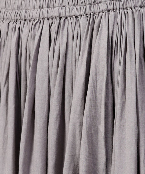 Grey cotton ankle length flared skirt