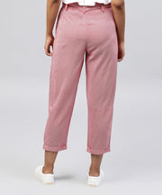 Peach cotton regular fit trouser with Belt