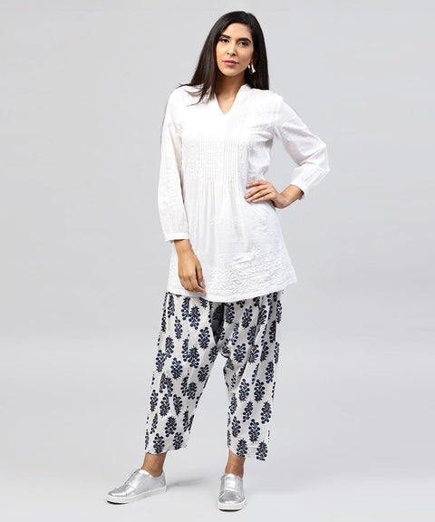 Blue printed Ankle length cotton Salwar